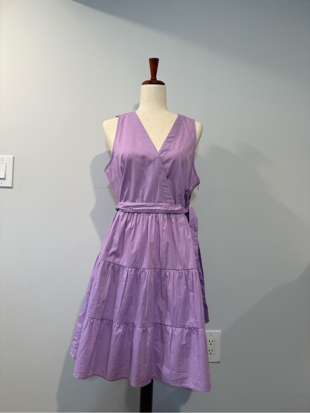 J. Crew Factory Lilac Sleeveless Tiered Wrap Midi Dress